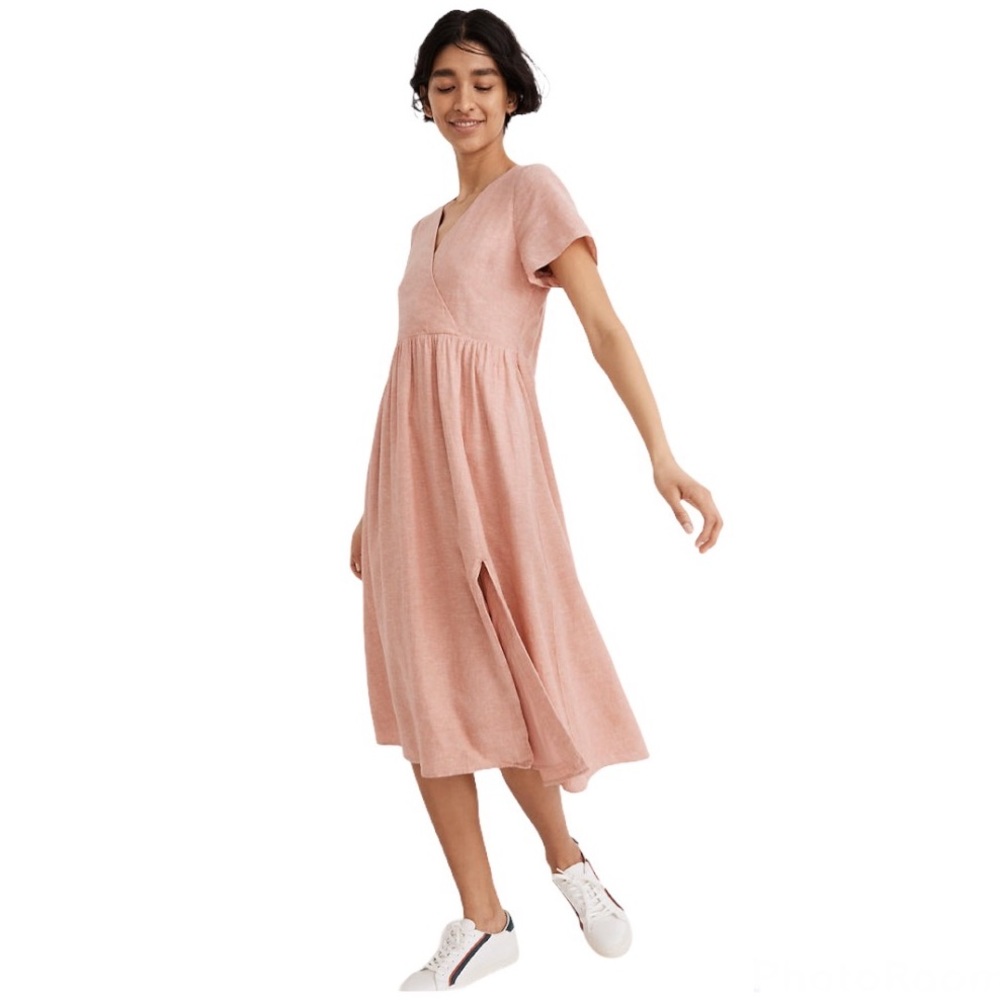 NWT Madewell Linen-Blend Clara Midi Dress size M - Picture 2 of 13